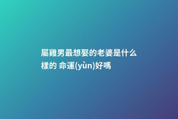屬雞男最想娶的老婆是什么樣的 命運(yùn)好嗎